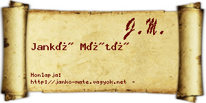 Jankó Máté névjegykártya
