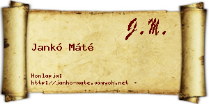 Jankó Máté névjegykártya